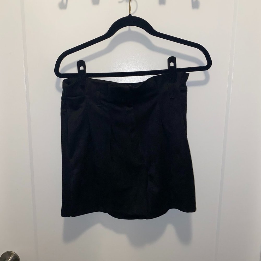 Black velvet high rise shorts